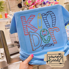 Load image into Gallery viewer, Back to School Kindergarten Stacked ALL THREAD Embroidery SS - Sewing Seeds