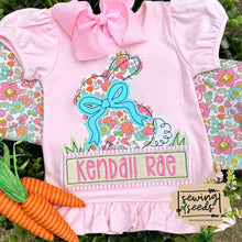 Load image into Gallery viewer, Easter Bunny Bow in Grass GIRL with Name Tag SS - Sewing Seeds