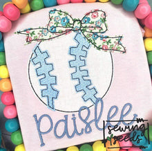 Load image into Gallery viewer, Baseball with Bow Applique SS - Sewing Seeds