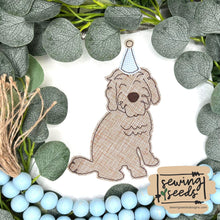 Load image into Gallery viewer, Birthday Doodle Dog with Party Hat BOY Applique SS - Sewing Seeds