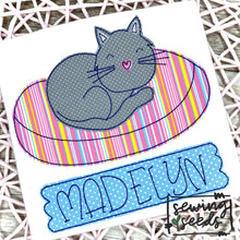 Load image into Gallery viewer, Cat Sleeping in Bed Applique SS - Sewing Seeds