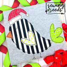 Load image into Gallery viewer, Christmas Bird Applique SS - Sewing Seeds