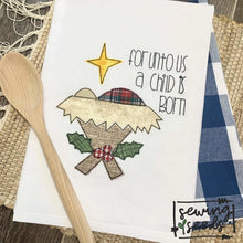 Load image into Gallery viewer, Christmas Nativity Manger with Holly Applique SS - Sewing Seeds