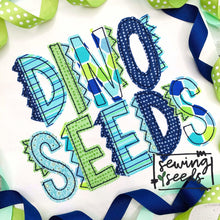 Load image into Gallery viewer, Dino Seeds Applique Font SS - Sewing Seeds