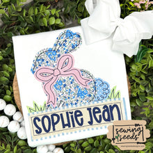 Load image into Gallery viewer, Easter Bunny Bow in Grass GIRL with Name Tag SS - Sewing Seeds