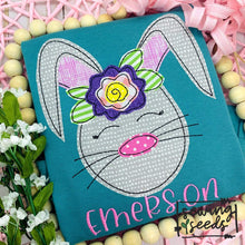 Load image into Gallery viewer, Easter Floral Bunny Girl Applique SS - Sewing Seeds