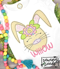 Load image into Gallery viewer, Easter Floral Bunny Girl Applique SS - Sewing Seeds