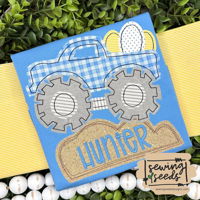 Easter Monster Truck Applique SS - Sewing Seeds