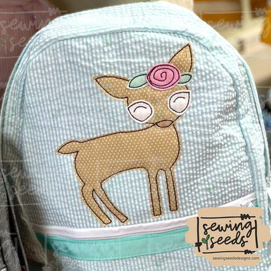 Girl Fawn Deer Applique SS - Sewing Seeds