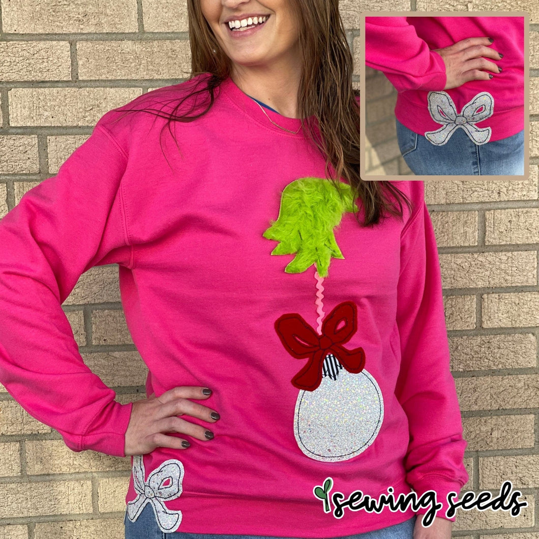 Grinchy: Ornament Applique + Bow BUNDLE SS - Sewing Seeds