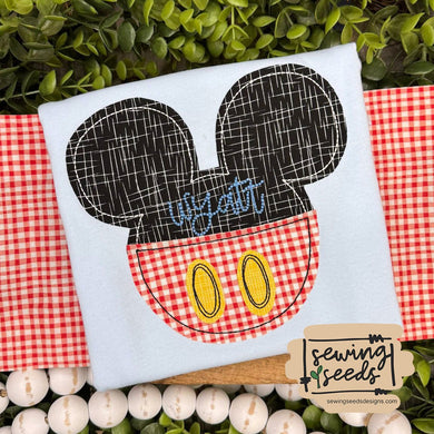 Mickey with Buttons Applique SS - Sewing Seeds