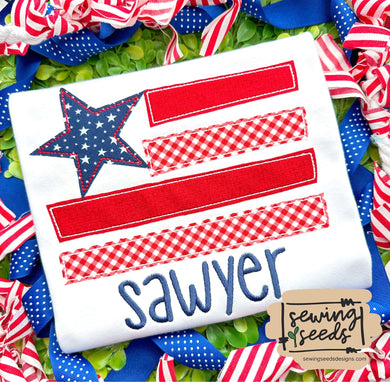 Patriotic Star Flag Applique SS - Sewing Seeds