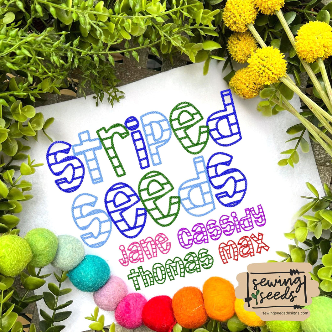 Striped Seeds Chain Embroidery Font - Sewing Seeds