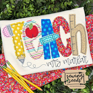 Teach Back to School Teacher Applique SS - Sewing Seeds