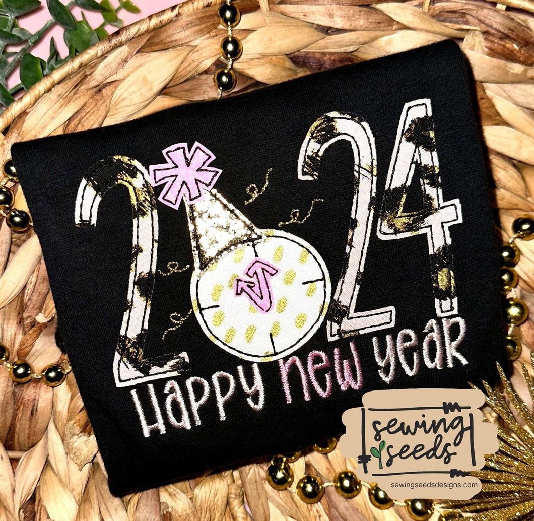 2024 Happy New Year (GIRL) Applique SS - Sewing Seeds