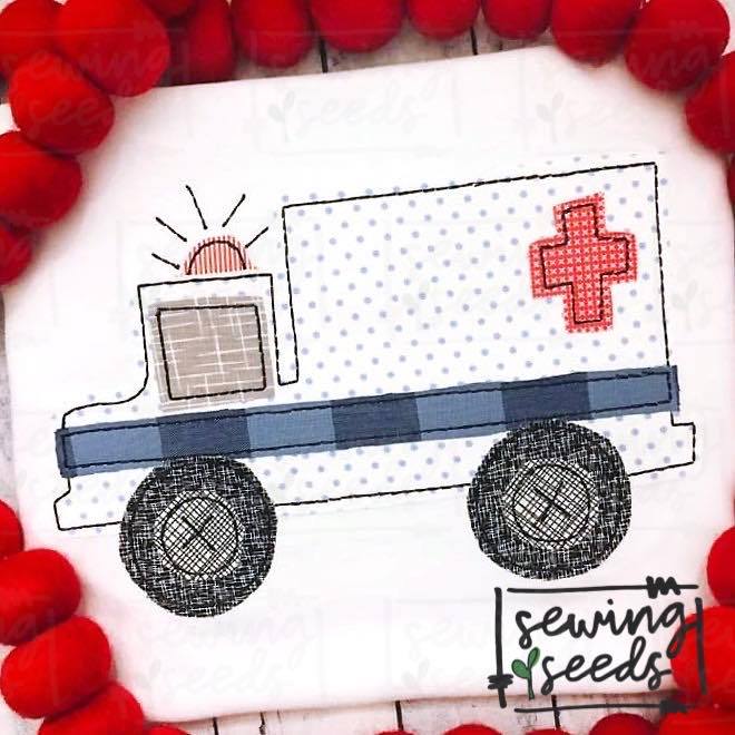 Ambulance Applique SS - Sewing Seeds