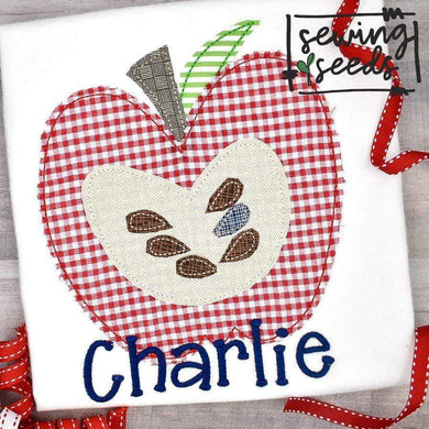 Apple with Seeds Applique SS - Sewing Seeds