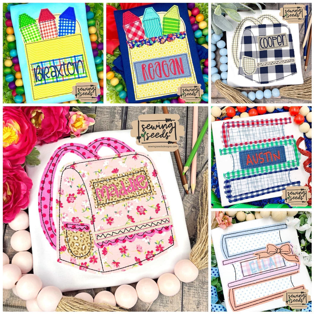 {Back 2 School} Exclusive APPLIQUE Bundle - Sewing Seeds