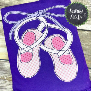 Ballerina Slippers Applique SS - Sewing Seeds