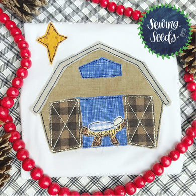Barn Nativity Christmas Applique SS - Sewing Seeds