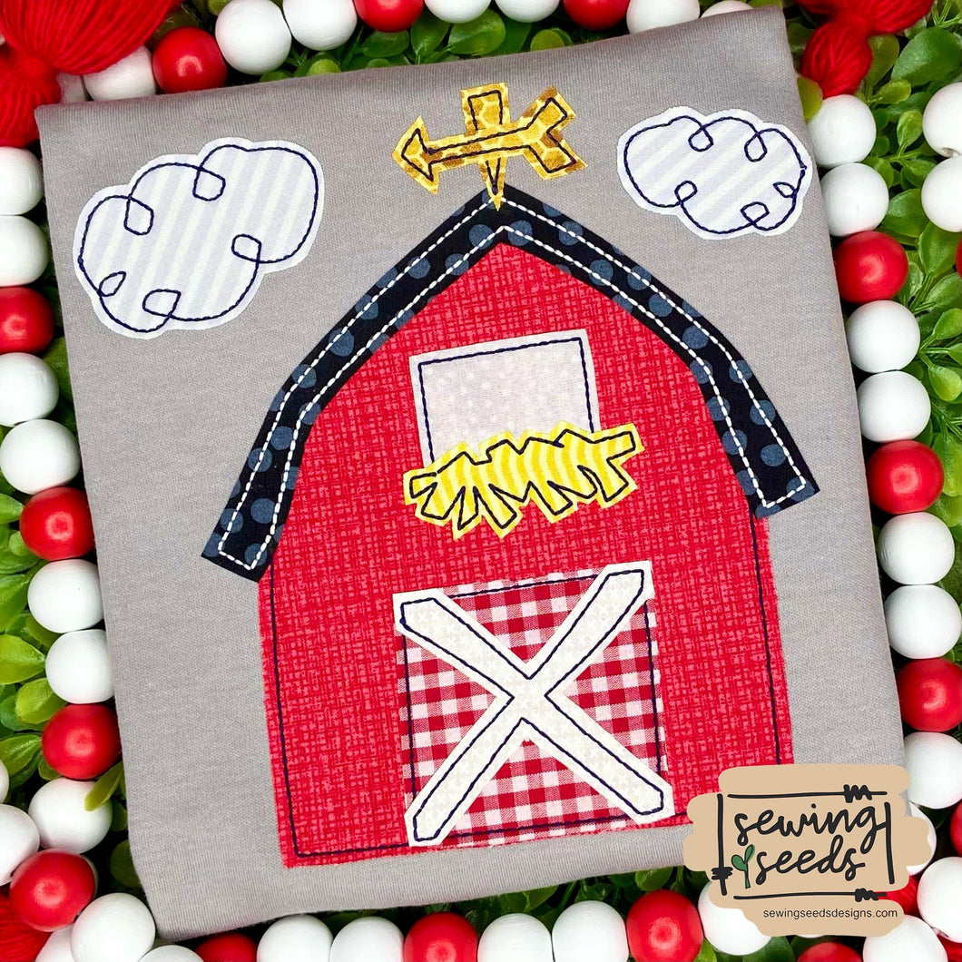 Barn with Clouds Applique SS - Sewing Seeds