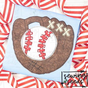 Baseball in Glove Applique SS - Sewing Seeds