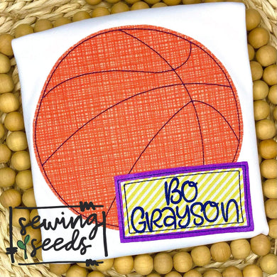 Basketball with Name Tag BOY Applique SS - Sewing Seeds