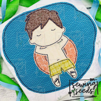 Beach Boy in Floatie Applique SS - Sewing Seeds