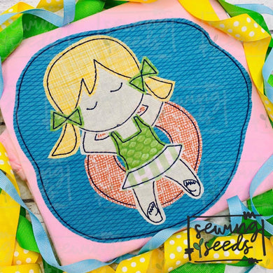 Beach Girl in Floatie Applique SS - Sewing Seeds