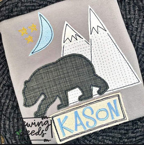 Bear with Mountains Applique SS - Sewing Seeds