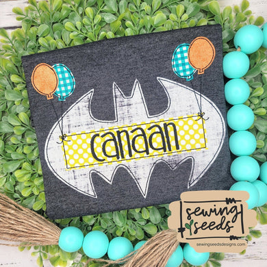 Birthday Batman with Balloons Applique - Sewing Seeds