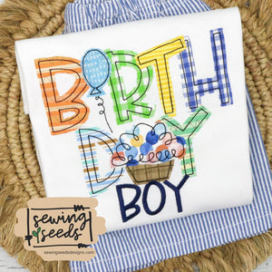 Birthday BOY Applique SS - Sewing Seeds
