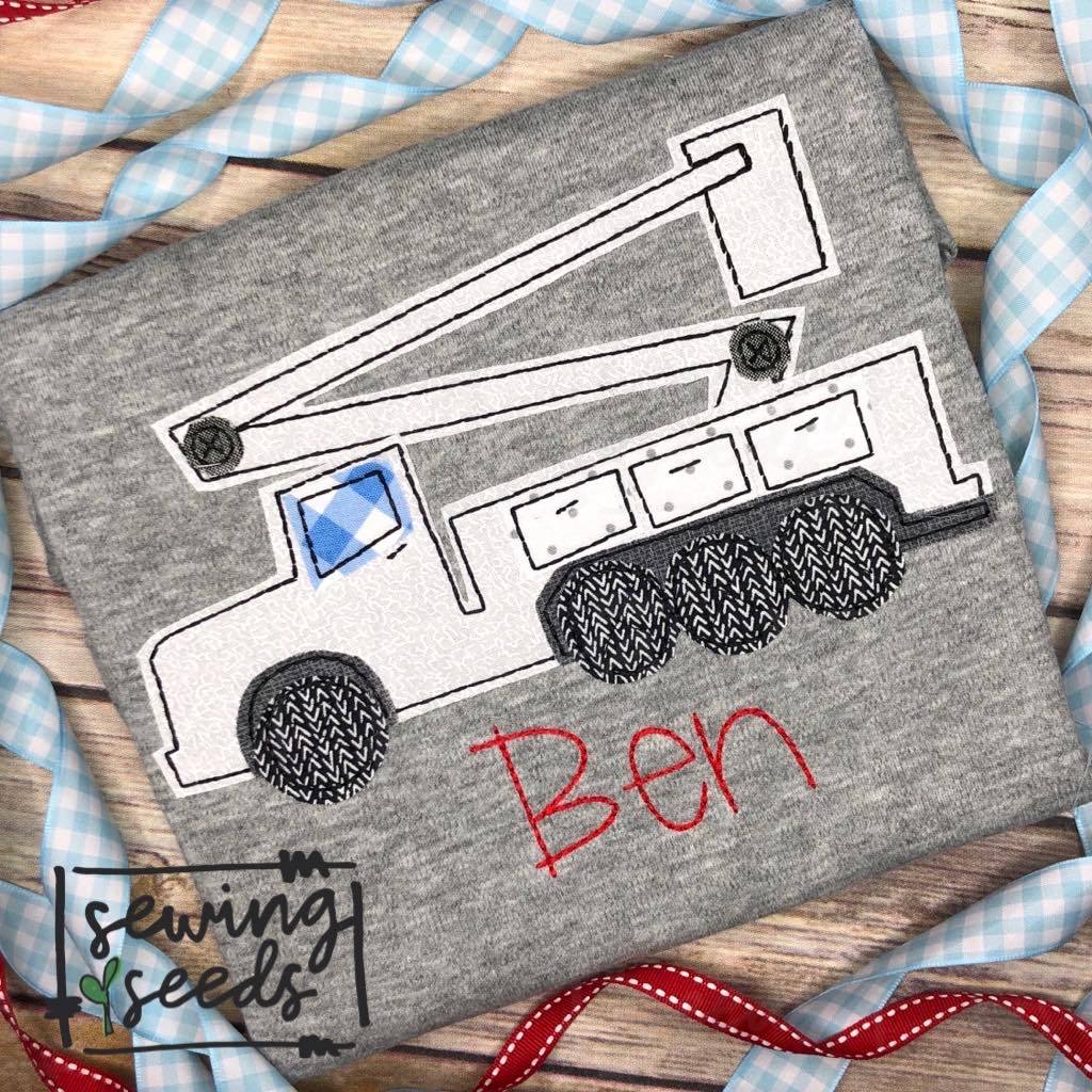 Bucket Utility Truck Applique SS - Sewing Seeds
