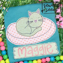Load image into Gallery viewer, Cat Sleeping in Bed Applique SS - Sewing Seeds