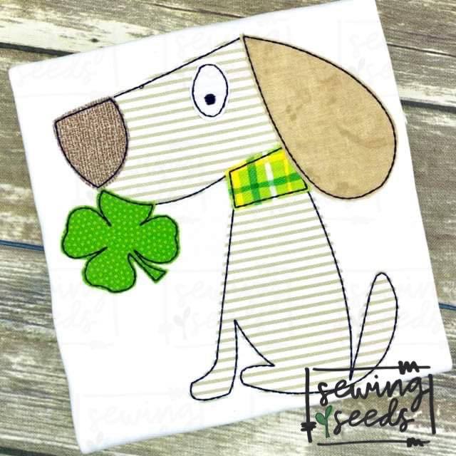Charlie Dog with Clover Applique SS - Sewing Seeds