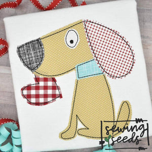 Charlie Dog with Heart Applique SS - Sewing Seeds