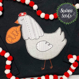Chicken with Cluck Word Bubble Applique SS - Sewing Seeds