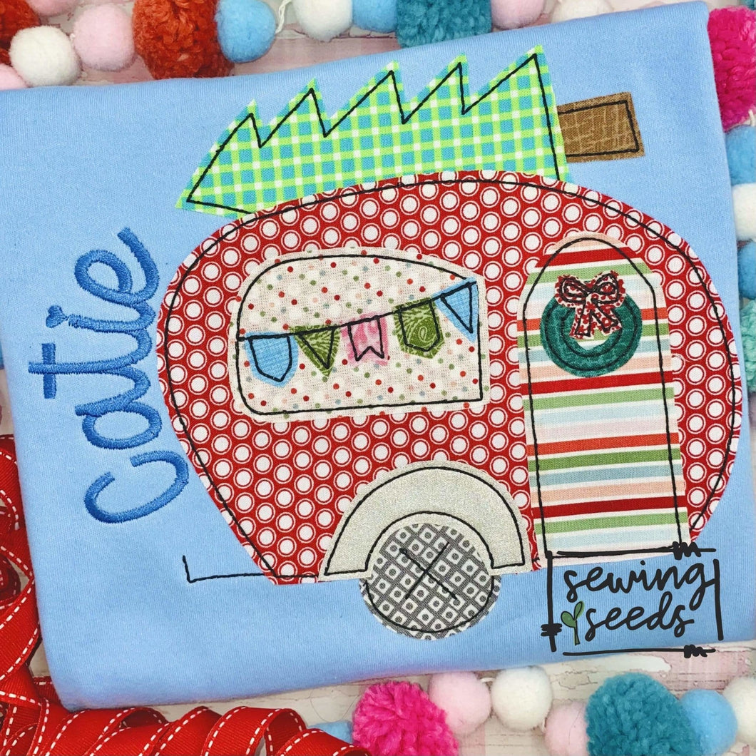 Christmas Camper Applique SS - Sewing Seeds