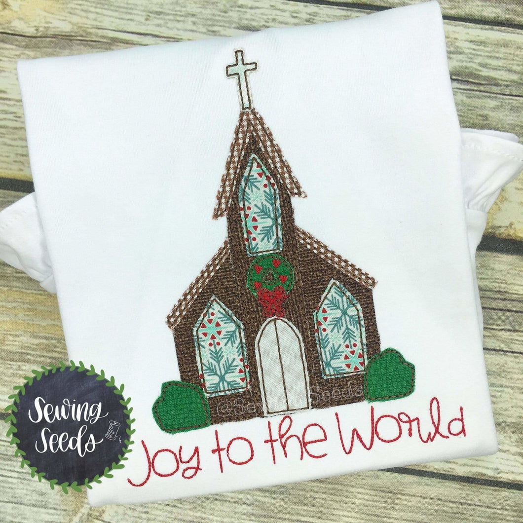 Christmas Church JOY to the World Applique SS - Sewing Seeds