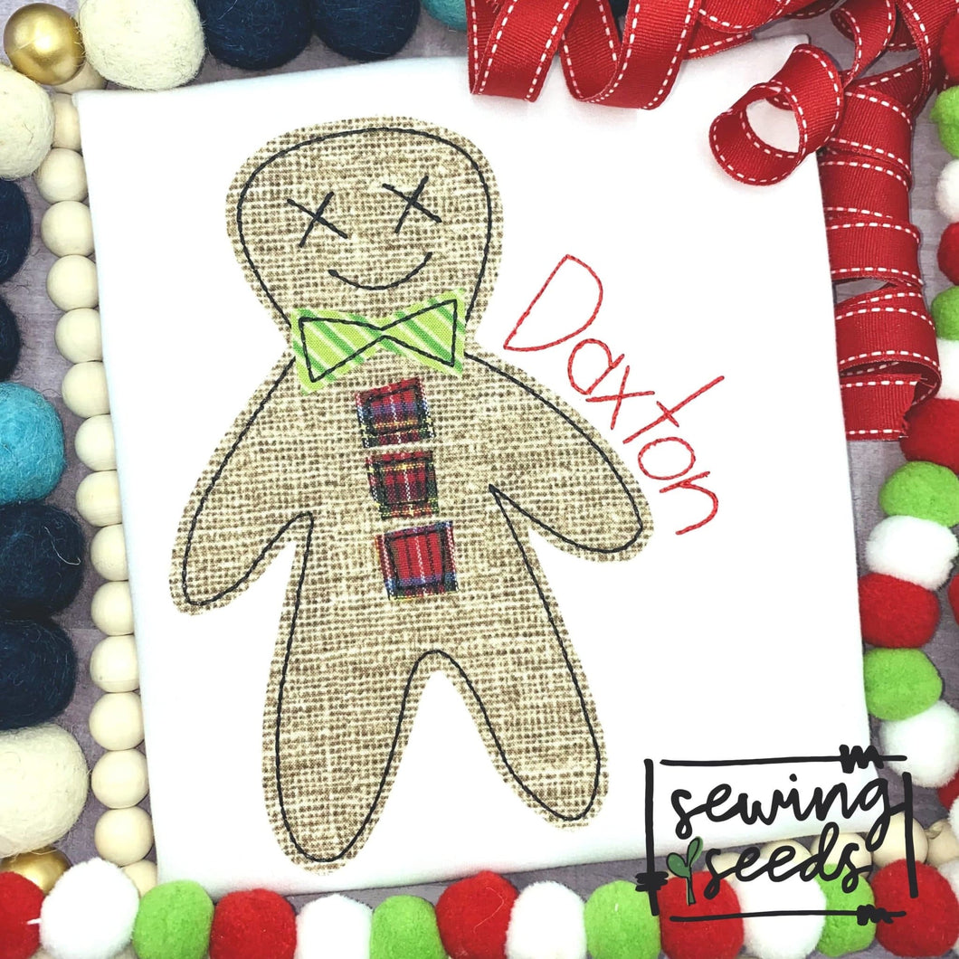 Christmas Gingerbread BOY Applique SS - Sewing Seeds