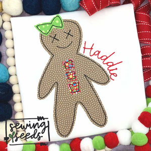 Christmas Gingerbread GIRL Applique SS - Sewing Seeds
