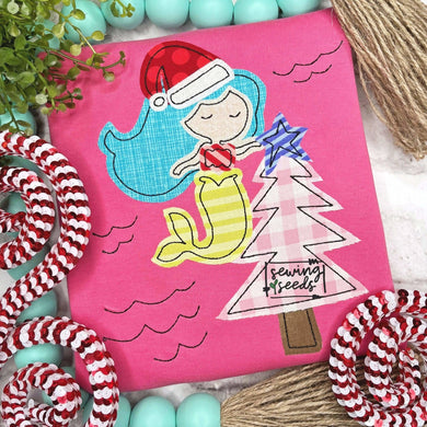 Christmas Mermaid Applique SS - Sewing Seeds