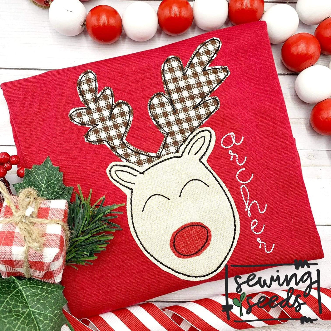 Christmas Reindeer BOY Applique SS - Sewing Seeds