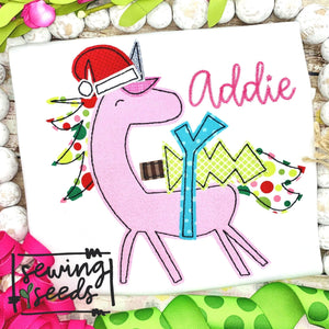 Christmas Unicorn Applique SS - Sewing Seeds