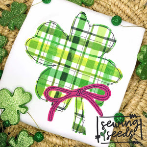 Clover with Bow Applique SS - Sewing Seeds