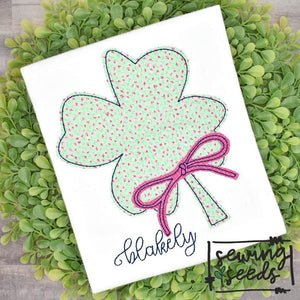 Clover with Bow Applique SS - Sewing Seeds