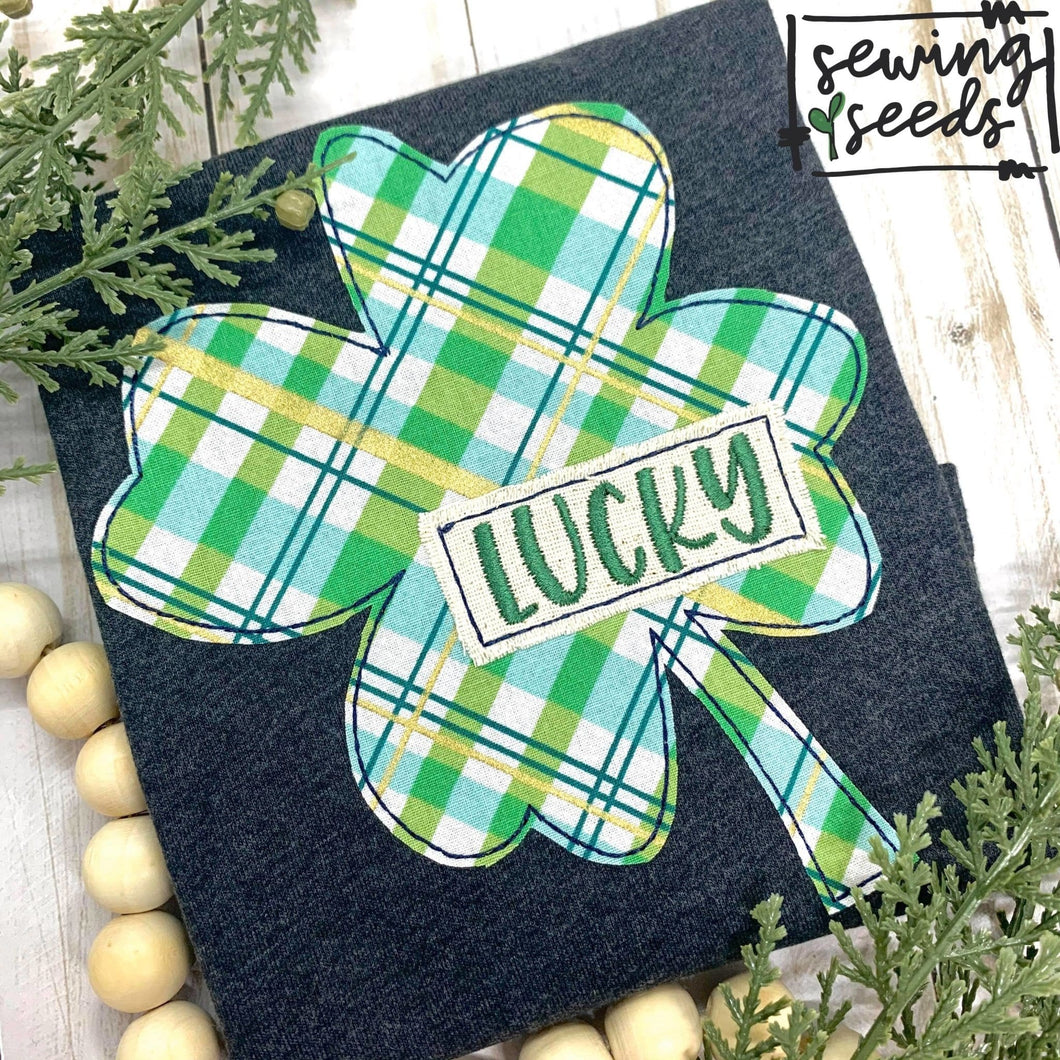 Clover with Name Tag Applique SS - Sewing Seeds