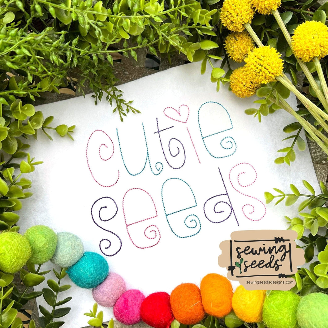 Cutie Seeds BEAN Embroidery Font - Sewing Seeds