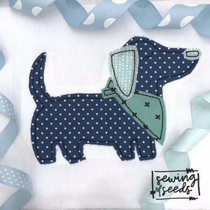 Dachshund Dog Applique SS - Sewing Seeds