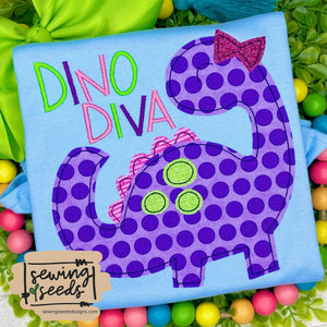 Dino GIRL Applique SS - Sewing Seeds
